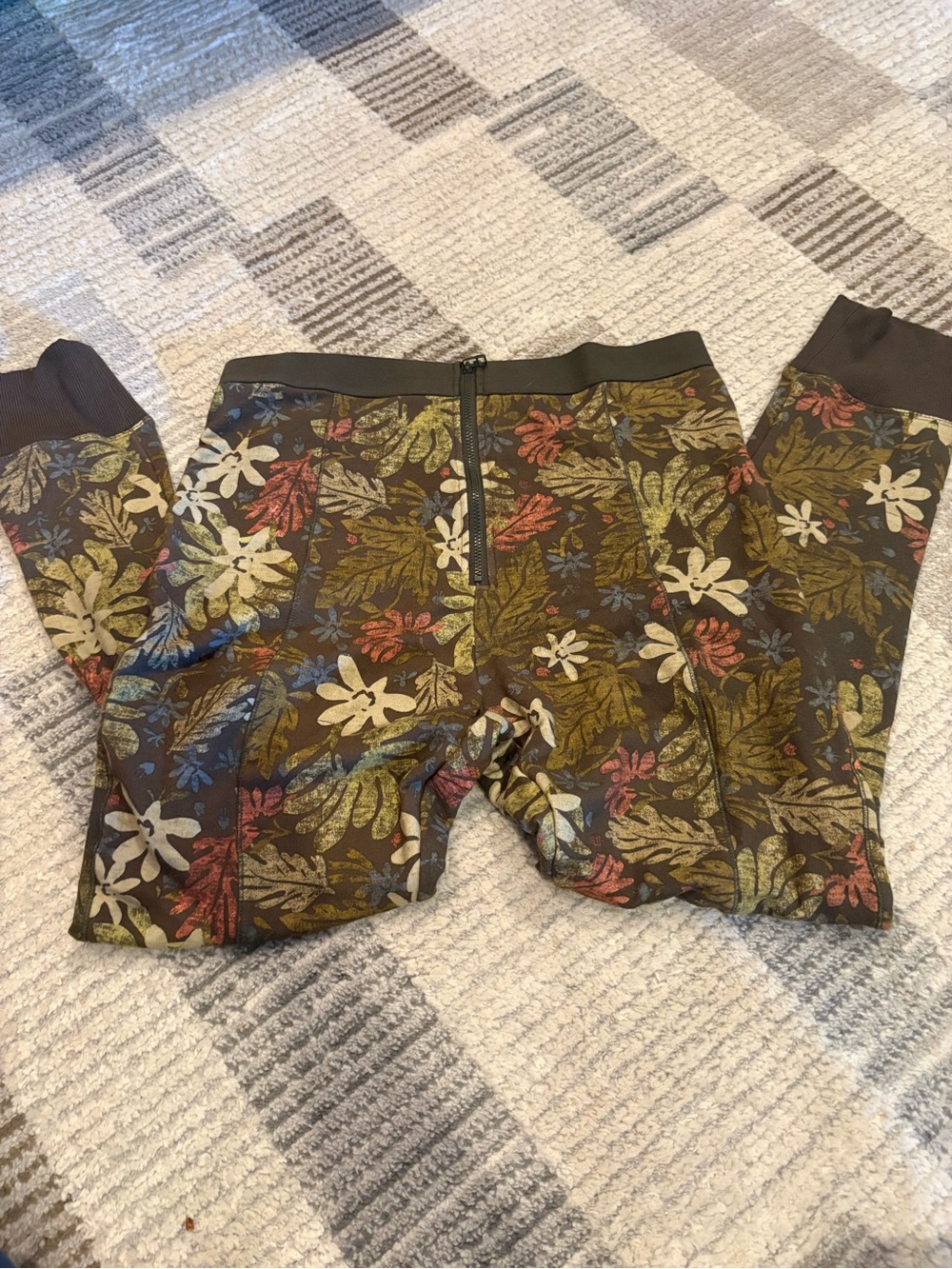 Anthropologie green, cream and mauve Weekday Leggings